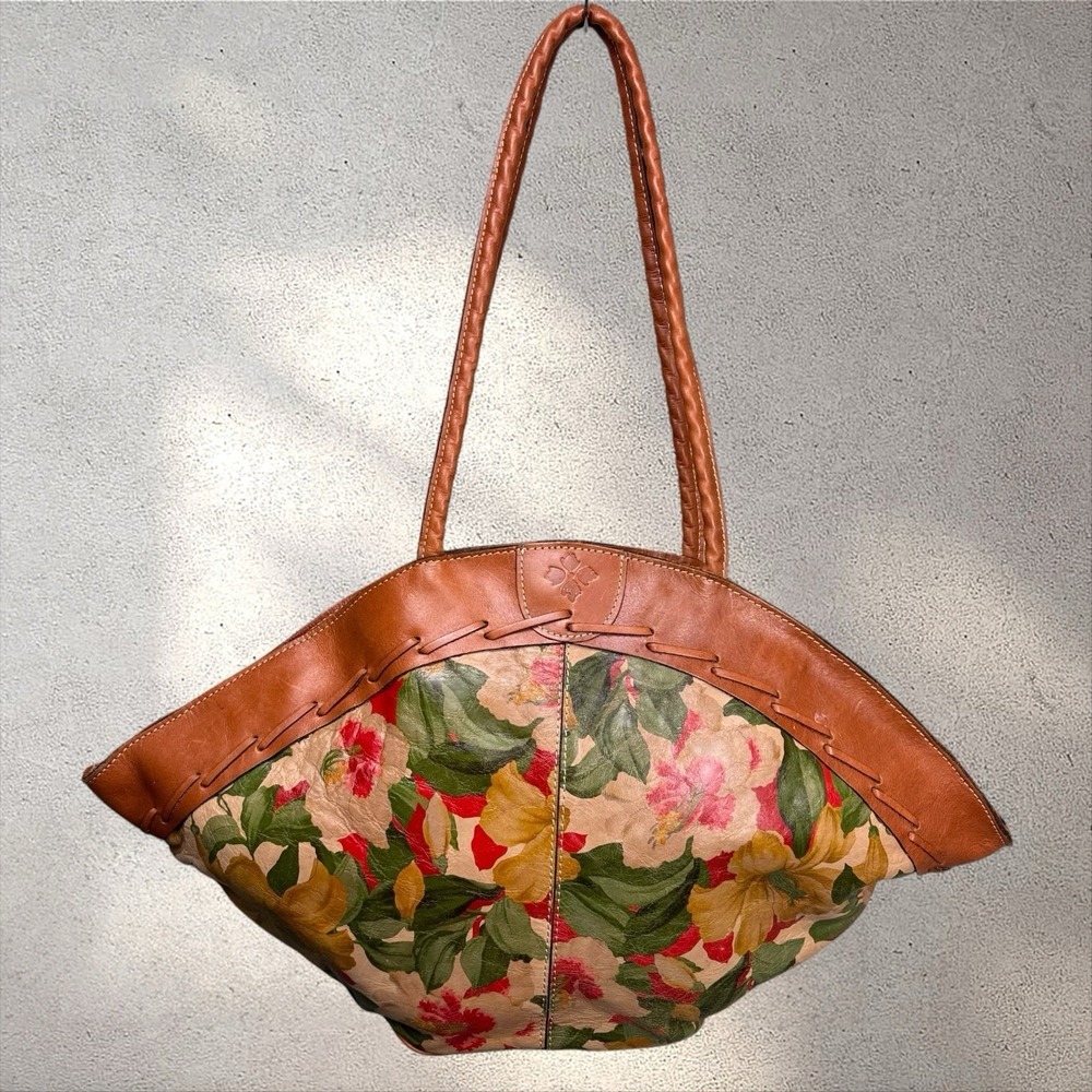 PATRICIA NASH Trope Dome Leather‎ Tote Shoulder Bag Hibiscus Tropical Floral